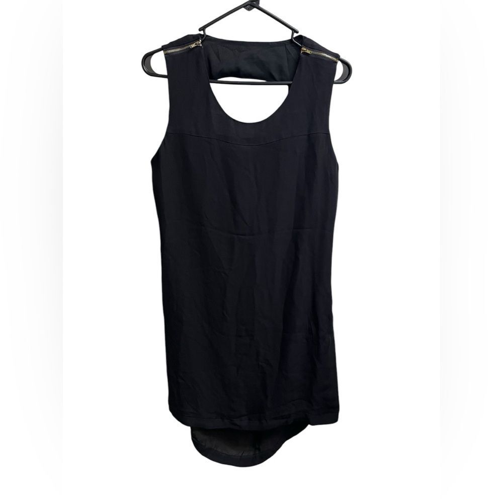 NWT Isabel Lu 100% Silk Black Sleeveless Hi-Low Mini Dress w/ Keyhole Back SZ L